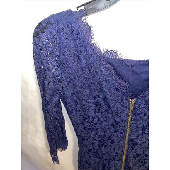 Diane Von Furstenberg Laced Dress Women’s Size 2 Blue 3/4 Sleeve MIDI - Picture 10 of 12